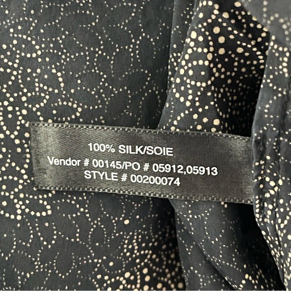 Club Monaco 100% Silk Long-sleeve Black Patterned Pleated Midi Dress Size 0 - Picture 8 of 8